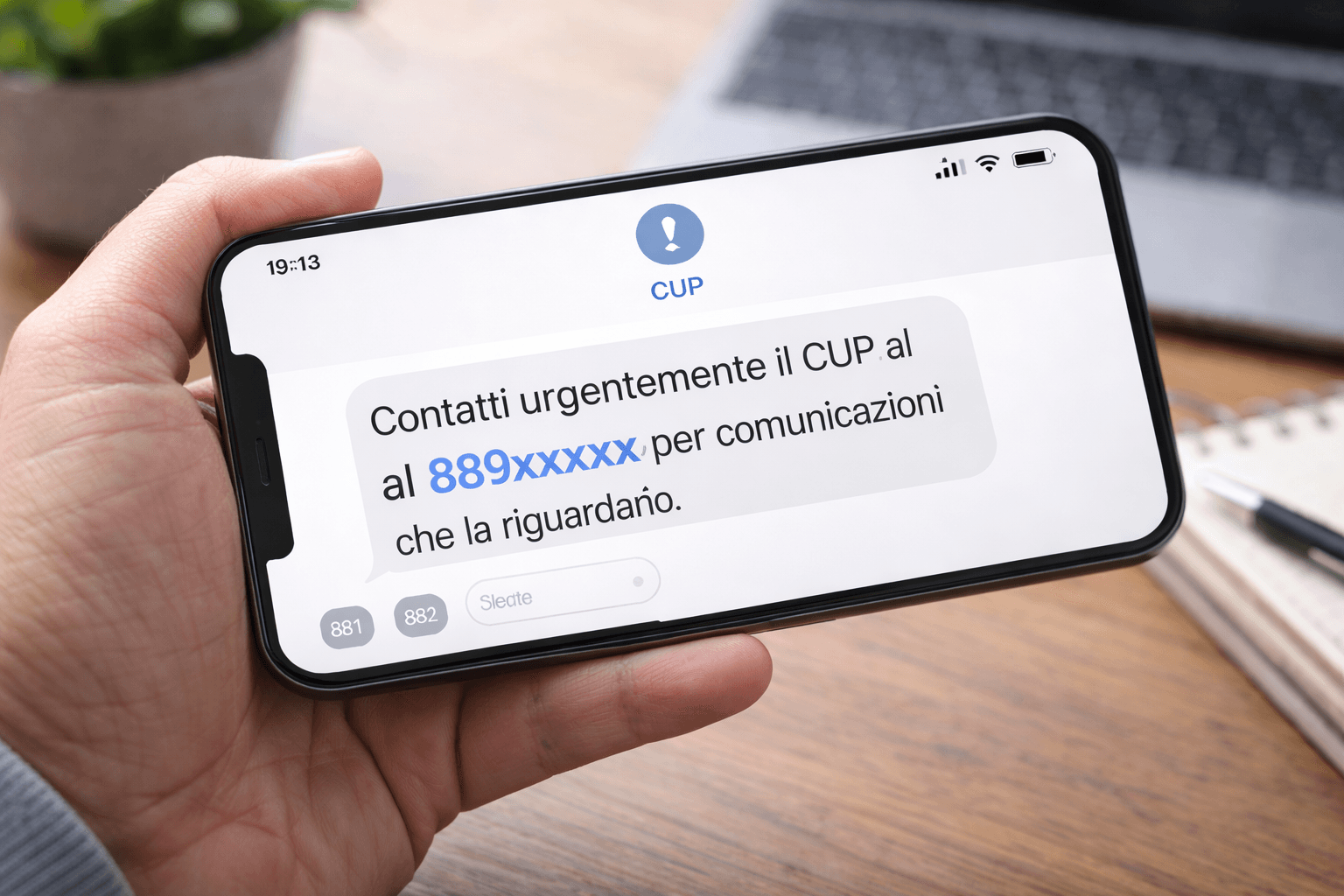 truffa finto sms dal cup